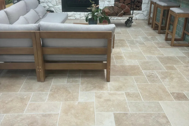 Outdoor Stone Classic Travertine Tumbled French Pattern