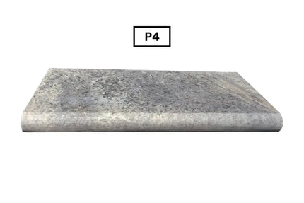 Outdoor Stone Silver Travertine Tumbled Bullnose 610X406X30
