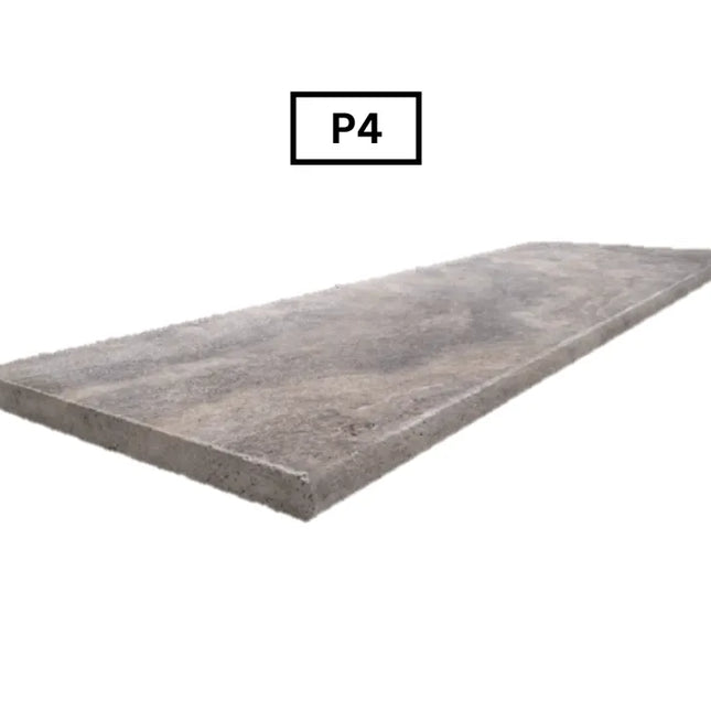 Outdoor Stone Silver Travertine Tumbled Bullnose 1220X406X30
