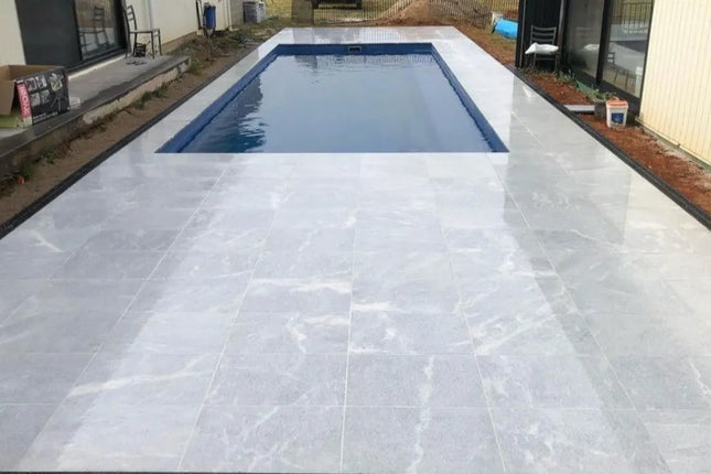 Outdoor Stone Pearl Grey Tumbled and Sandblasted Marble 610X406X12