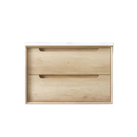 Otti Bruno Series Wall Hung Vanity with 2 Drawers Soft Close Doors Natural Oak 740W X 550H X 460D , With Ceramic Top None