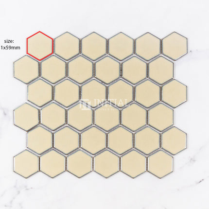 Mosaic Glazed Hexagon 51x59mm Gloss Antique Beige ,