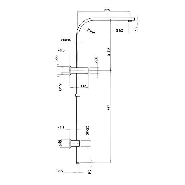 Speranza Series 10"" Square Shower Combination Brushed Yellow Gold ,