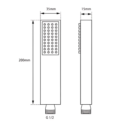 Square Brass 15mm Deep Handheld Shower Head Chrome ,