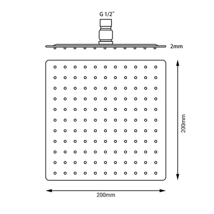 8" Square Super Slim Rainfall Shower Head 200mm Rose Gold ,