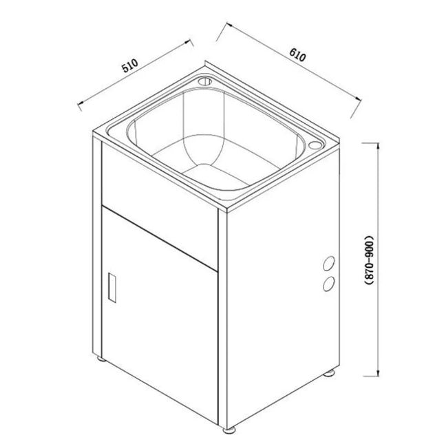 Freestanding Stainless Steel Laundry Tub 45L 600X500X900