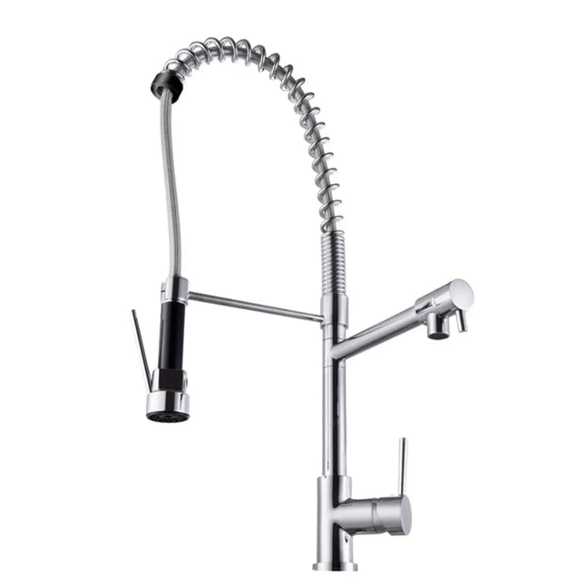 Kitchen Round Spring Commercial Double Spout Sink Chrome Mixer ,