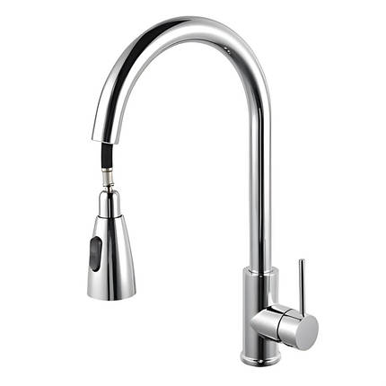 Kitchen Pull Out Shower Spray Chrome 360° Swivel Sink Mixer ,