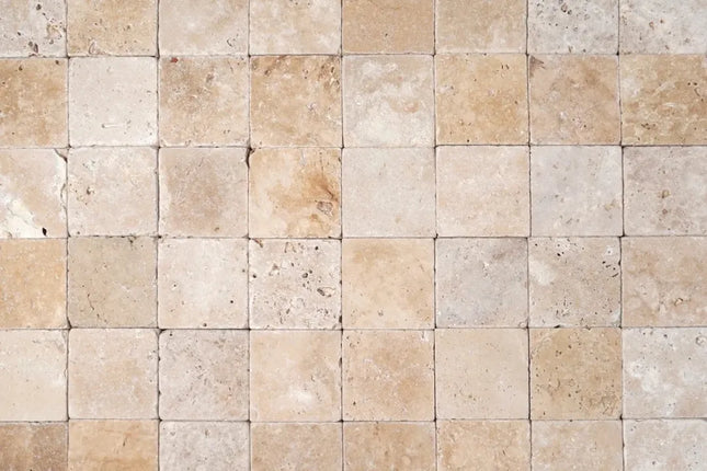 Outdoor Stone Ivory Travertine Tumbled Cobblestones 100X100X30mm ∣ 200X100X30mm