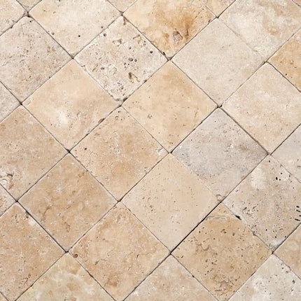 Outdoor Stone Ivory Travertine Tumbled Cobblestones 100X100X30mm ∣ 200X100X30mm
