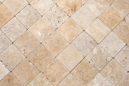 Outdoor Stone Ivory Travertine Tumbled Cobblestones 100X100X30mm ∣ 200X100X30mm