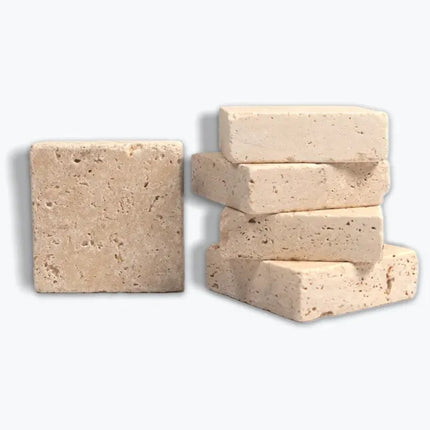 Outdoor Stone Ivory Travertine Tumbled Cobblestones 100X100X30mm ∣ 200X100X30mm