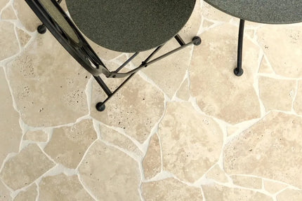 Outdoor Stone Crazy Paving Ivory Travertine 250~600X20mm