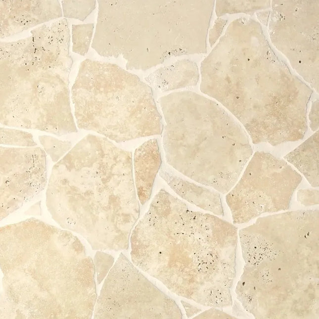 Outdoor Stone Crazy Paving Ivory Travertine 250~600X20mm