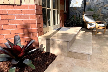 Outdoor Stone Ivory Travertine Tumbled Riser 1220X170X20mm