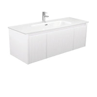Alina Fluted Satin White 1200 Wall-Hung Cabinet , With Moulded Basin-Top - Joli Ceramic