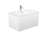 Alina Fluted Satin White 750 Wall-Hung Cabinet , With Moulded Basin-Top - Joli Ceramic