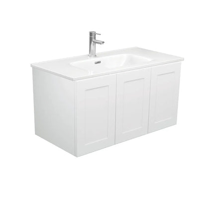 Fienza Mila Satin White 900 Shaker Front Wall-Hung Cabinet Left Drawer