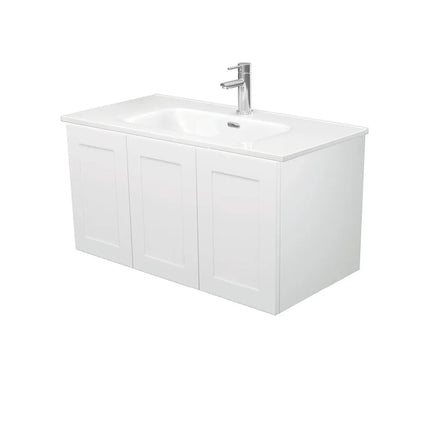 Fienza Mila Satin White 900 Shaker Front Wall-Hung Cabinet Right Drawer