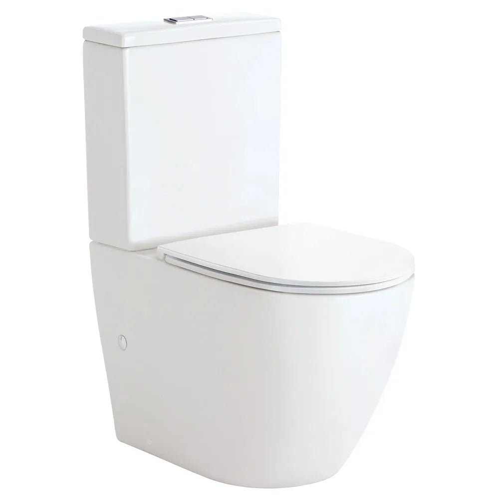 Fienza Koko Back-to-Wall Toilet Suite Slim Seat Tornado Rimless Ultra Quiet Flush Gloss White ,