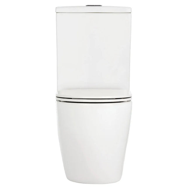 Fienza Koko Back-to-Wall Toilet Suite Slim Seat Tornado Rimless Ultra Quiet Flush Gloss White ,