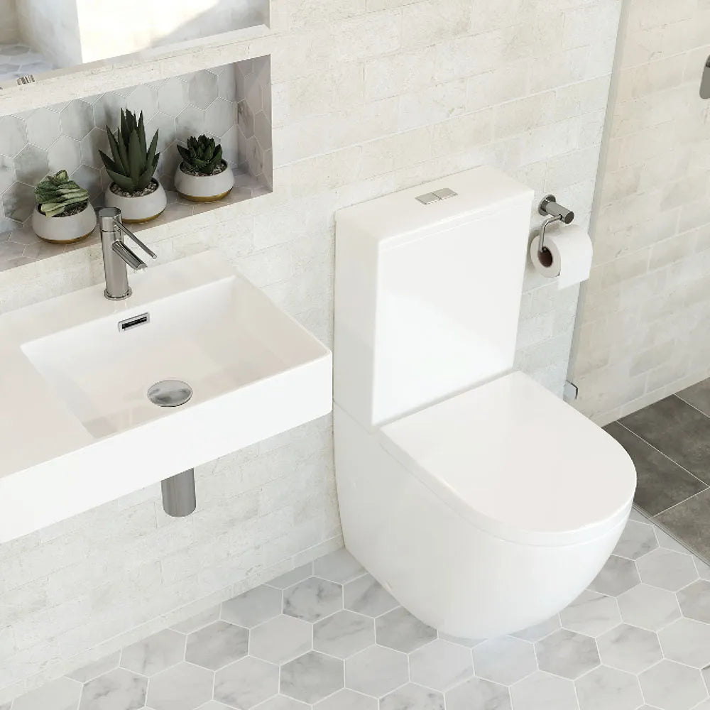 Fienza Alix Back to Wall Toilet Suite, Gloss White ,