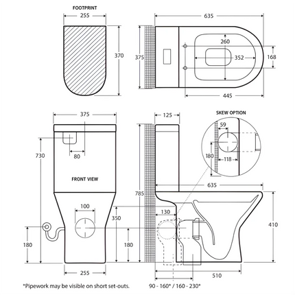 Fienza Chica Close Coupled Toilet Suite Slim Seat ,