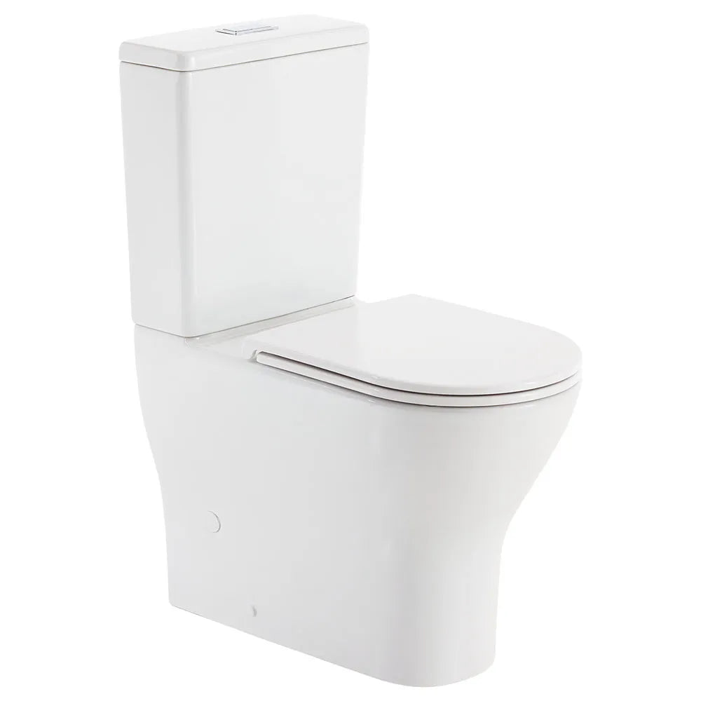 Fienza Tono Back-to-Wall Toilet Suite Slim Seat Tornado Rimless Ultra Quiet Flush Gloss White ,