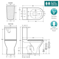 Fienza Tono Back-to-Wall Toilet Suite Tornado Rimless Ultra Quiet Flush Gloss White ,