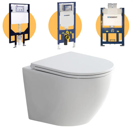 Fienza Koko Wall Hung Toilet Suite, Matte White ,