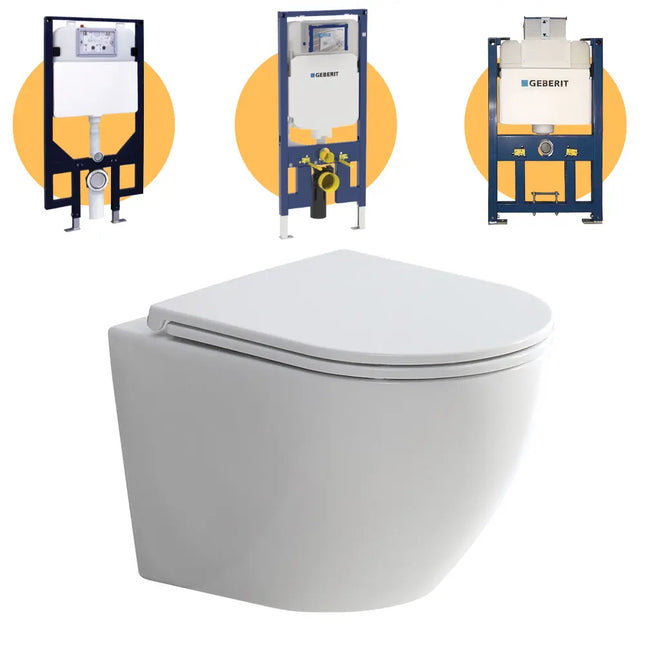 Fienza Koko Wall Hung Toilet Suite, Matte White ,
