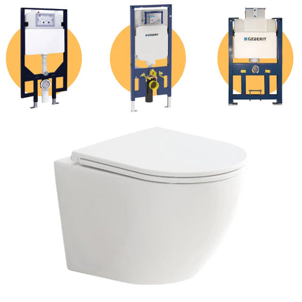 Fienza Koko Wall Hung Toilet Suite, Gloss White, Slim Seat