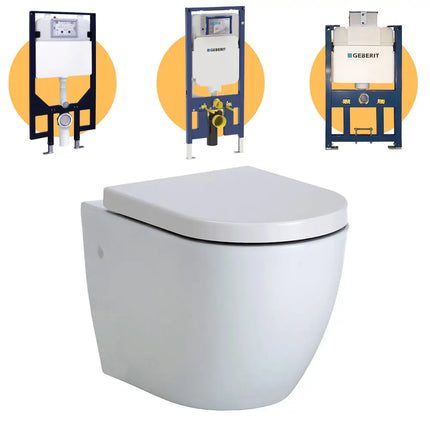 Fienza Koko Wall Hung Toilet Suite, Gloss White ,