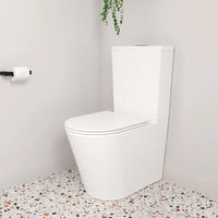Fienza Aluca Back-to-Wall Toilet Suite Slim Seat Tornado Rimless Ultra Quiet Flush Gloss White ,