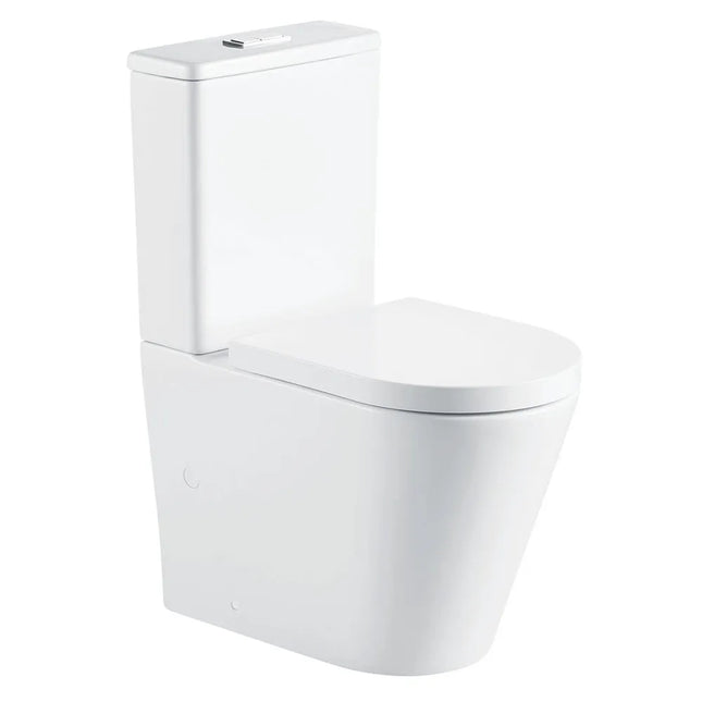 Fienza Aluca Back-to-Wall Toilet Suite Tornado Rimless Ultra Quiet Flush Gloss White ,