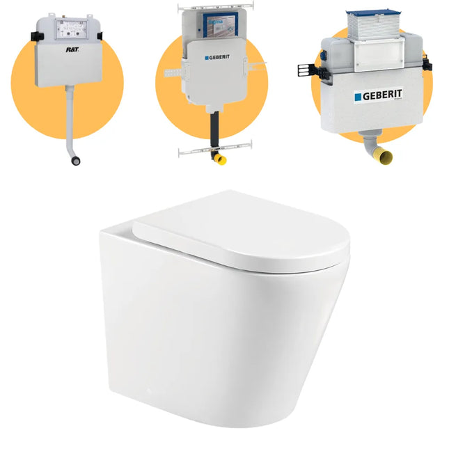 Fienza Aluca Wall Faced Toilet Suite, Gloss White