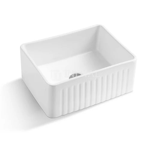 Fermentale Ceramic Gloss White Kitchen Sink, Single Bowl, 615X455X256 ,