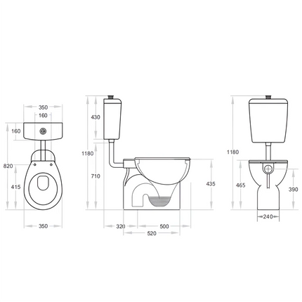 Calla Box Rim Care Toilet Suite Gloss White 820X350X1180 ,