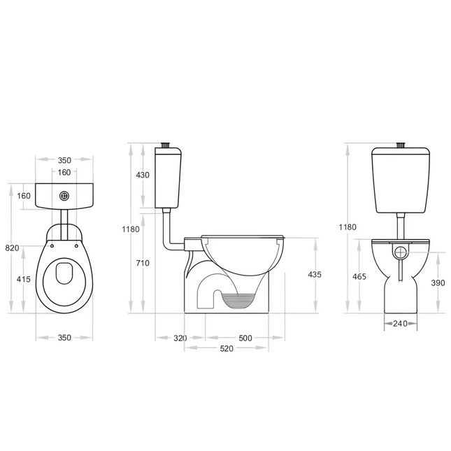 Calla Box Rim Care Toilet Suite Gloss White 820X350X1180 ,