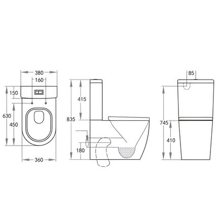 Vegas Tornado Back to Wall Toilet Suite Matte Black 630X380X835 ,