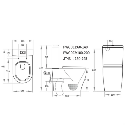 Zeus Tornado Rimless Back to Wall Toilet Suite With Smart Seat Gloss White 655X380X870 ,