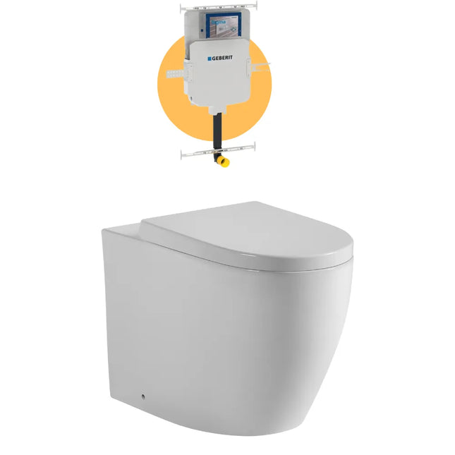 Elvera Tornado Flush Wall Faced Floor Pan Toilet Gloss White 630X365X445