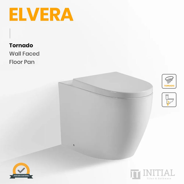 Elvera Tornado Flush Wall Faced Floor Pan Toilet Gloss White 630X365X445