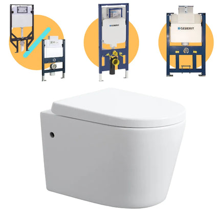 Alice Rimless Wall Hung Pan Toilet Matt White 520X360X325