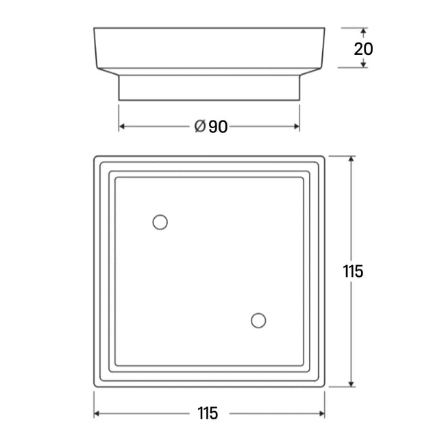 Bathroom Slim Smart Square Tile Insert Floor Waste Brushed Nickel 115X115X90mm