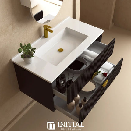 Nogi Black 900 Wall Hung Cabinet Double Drawer 890X460X550 ,