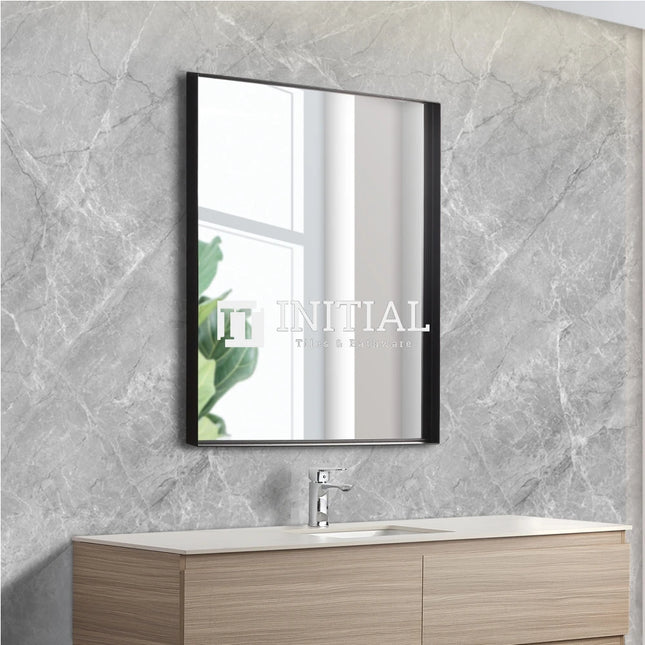 Qubist Matte Black Framed Rectangular Mirror, 5 Sizes , 450mm