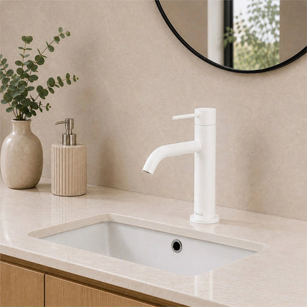 Fienza Kaya Basin Mixer Tap Matte White, 3 Sizes ,