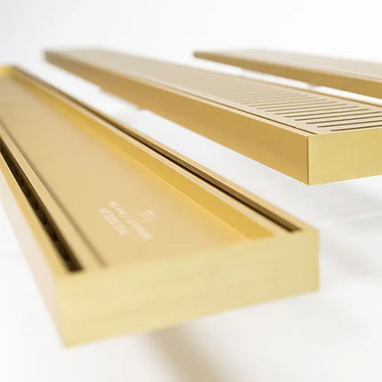Bathroom Slimline Tile Insert Floor Grate Matte Gold 1000~5600mm