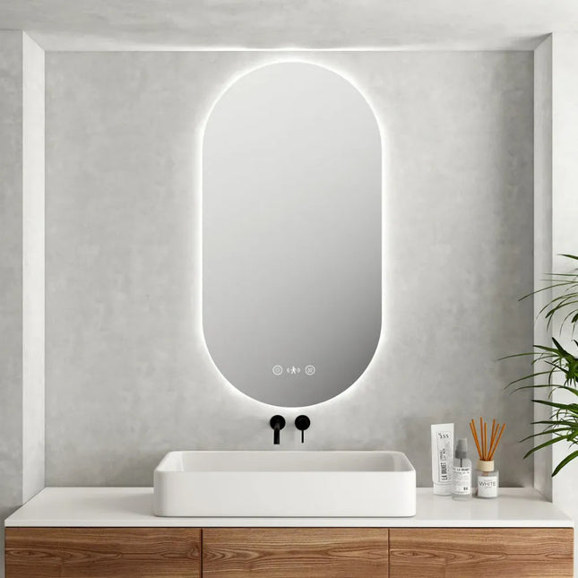 Lorna LED Oval Mirror 500 X 900mm with Adjustable LED Lighting